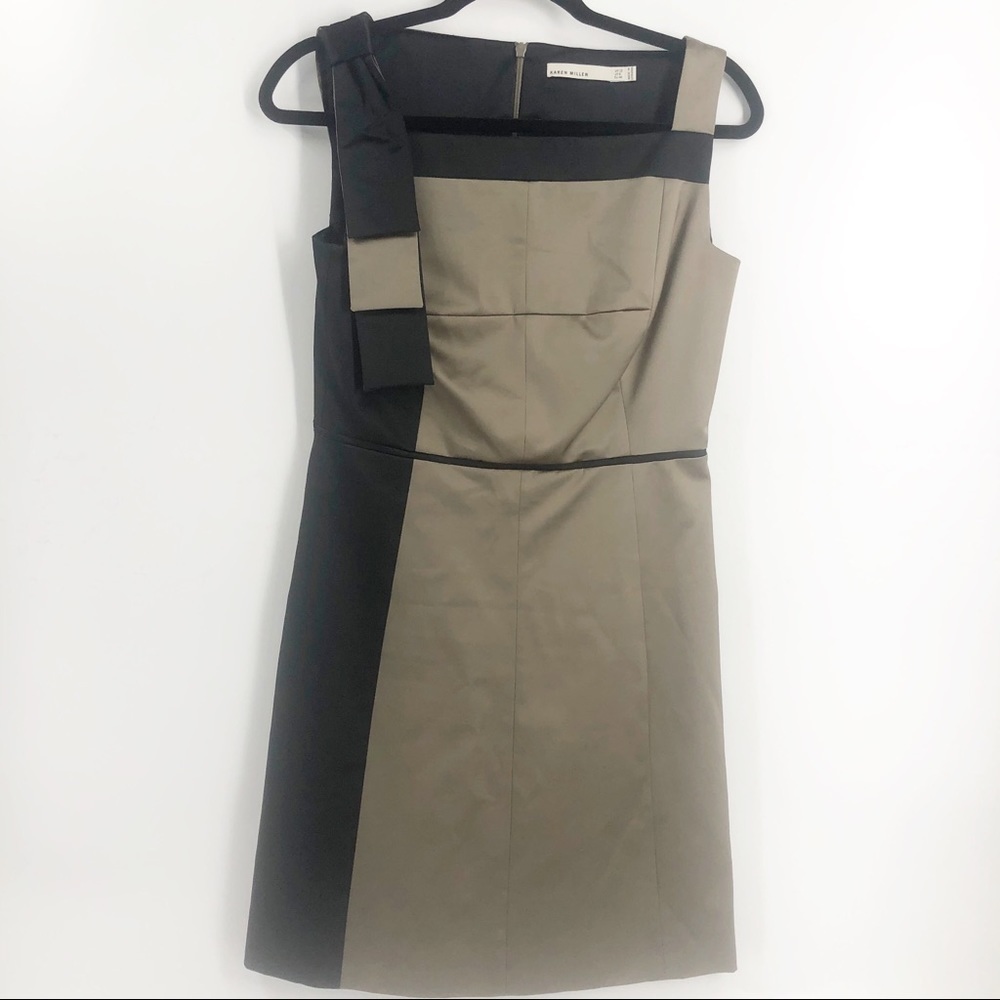 ✅ Karen‎ Miller Dress Size 12 Black/Tan SHEATH DRESS EUC